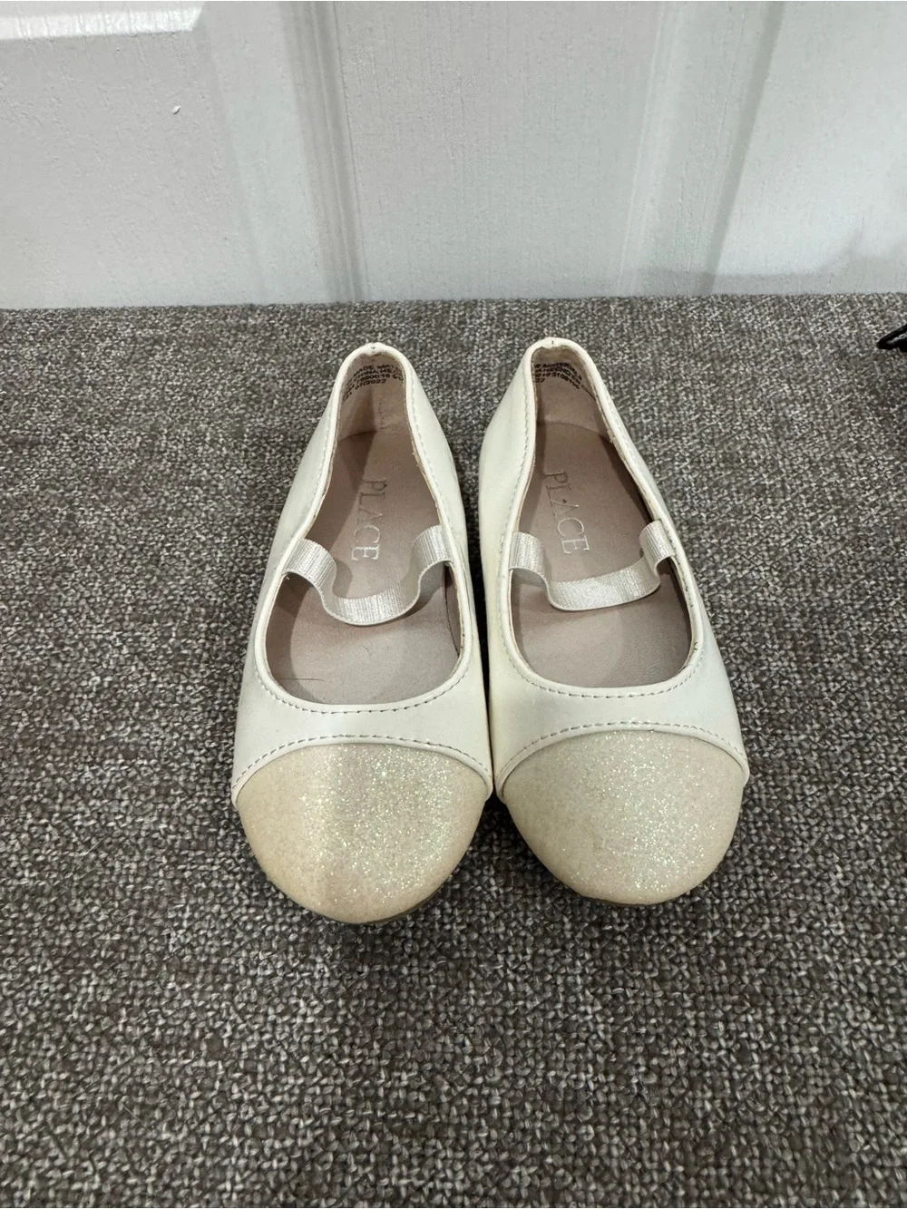 The Children's Place Cream Glitter Toe Mary Jane Flats